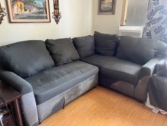 2-Piece L-Shaped Sectional/ pull-out sleeper sofa with power sockets