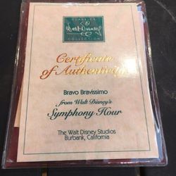 Disney Symphony Hour Bravo Bravissimo COA Only From 1990s