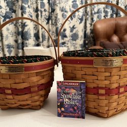 Longaberger Basket Christmas Combo Red Vtg Snowflake 1997 Jingle Bell 1994