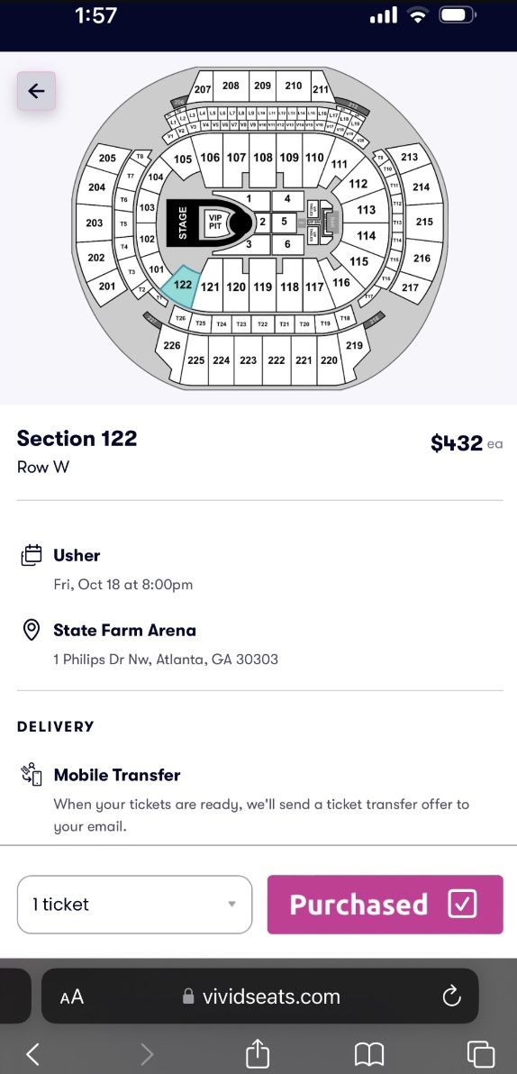 “Usher” State Farm Arena Tickets On Sale Oct 18th