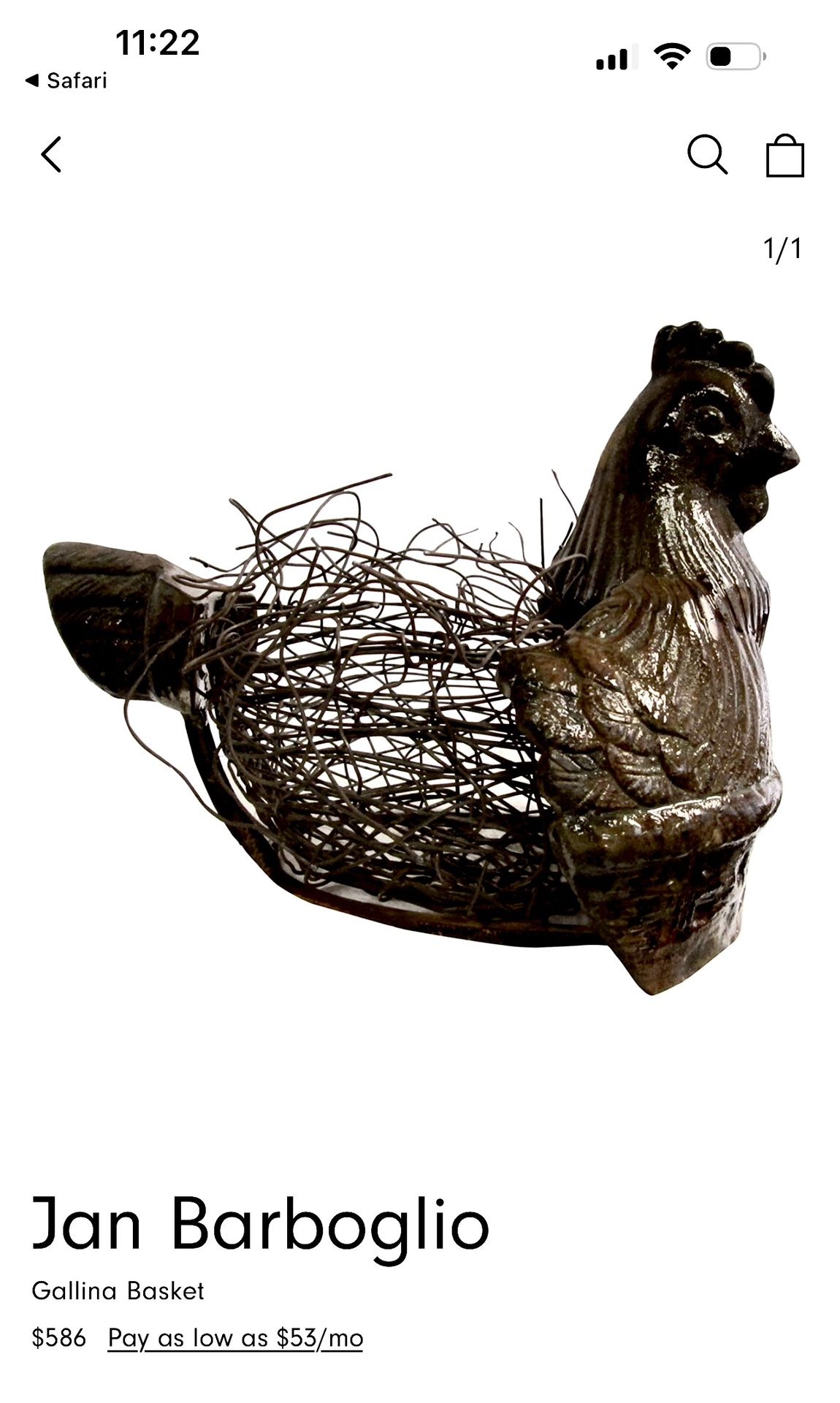 Artist Jan Barboglio Galline Basket