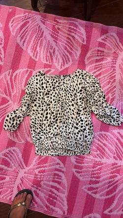 Express Dalmatian Print Blouse with Smocked Hem