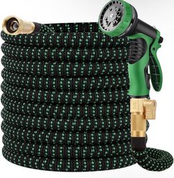 50 ft Garden Hose Expandable Water Hose with 10 Function Spray Nozzle, Lightweight Flexible Hose with 3-Layer Latex Core and 3/4 Inch Solid Fittings,