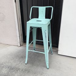 New in Box $25 (Light Blue) Metal Bar Stools w/ Backrest  30” Seat Height for Kitchen Counter Top Barstool 