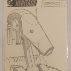 2004 Topps Heritage Star Wars Battle Droid Sketch Card By Davide Fabbri Numbered 1/1. True One of One! Autographed Rare