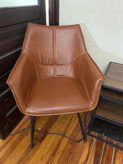 Set of 2 Faux Leather Upholstered Cappuccino Modern Industrial Dining Chairs
