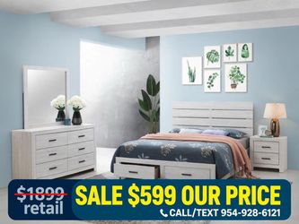 White Wood Bedroom Set with Storage