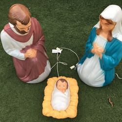 3 Piece Set Lighted Blow Mold Mary, Joseph & Baby Jesus
