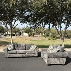 Gray Sofa and Loveseat Set