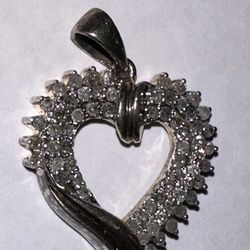 Sterling Silver Diamond Heart Pendant