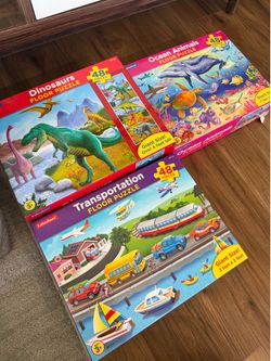 48 pieces - floor puzzle: ocean, transportation, dinosaurs
