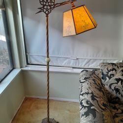 Antique Uranium Slag Glass Floor Lamp