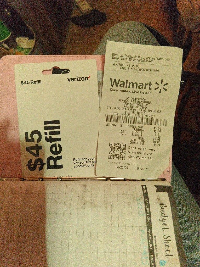 Prepaid Verizon. Refill $45