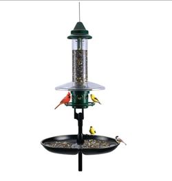 Complete Bird Feeding Station with Squirrel Buster Plus Squirrel-Proof Bird Feeder, Pole, Weather Guard & Seed Catcher Tray, Installed Height 7ft 2in