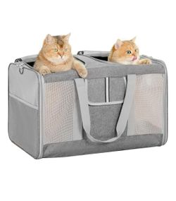 Large Cat Carrier for 2 Cats, 21.7x 13.8x 13.8in Pet Carrier for Cat and Dog Up to 38lbs, All-Sided Mesh Cat Carrier with Great Ventilation, Portable 