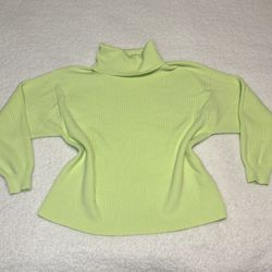 Free People Women Green Softly Structure Tunic Cowl Neck Sweater 