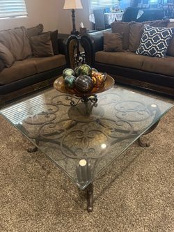 GLASS/ IRON COFFEE TABLE