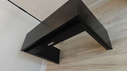 Table Console/Sliding Desk with Drawer and Riser, Black