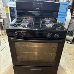 AMANA BY WHIRLPOOL GAS STOVE  BLACK EVERYTHING WORKING ESTUFA DE GAS MUY BUENA