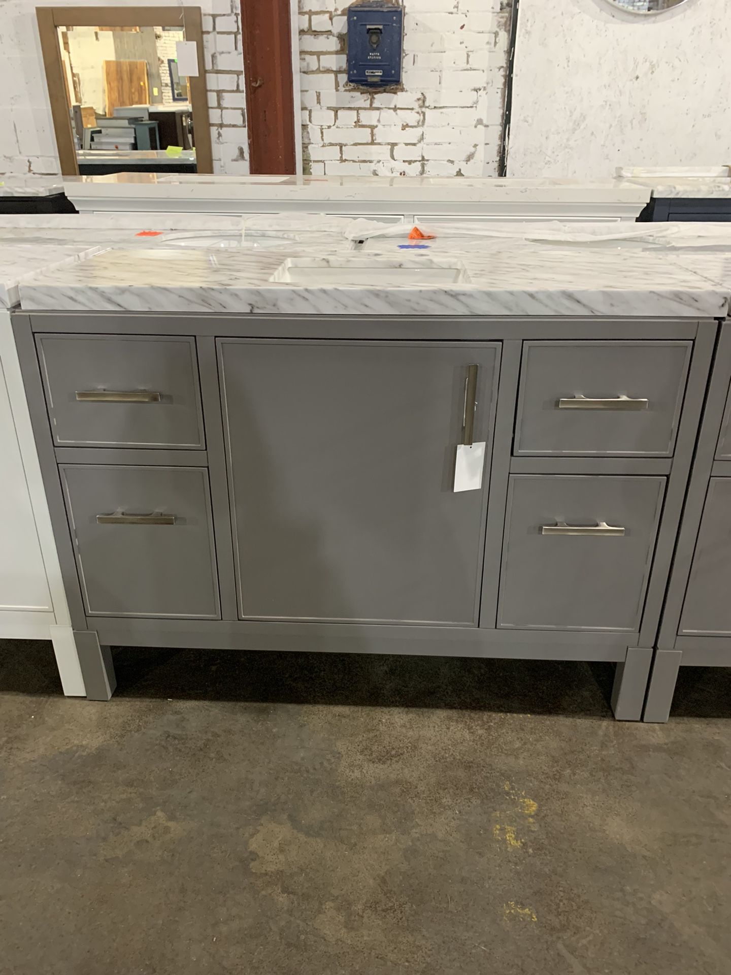 48 Inch Solid Wood Gray Vanity With Stone Top *NEW*