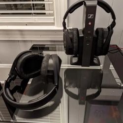 2 Headphones! Sennheiser - RS 175 RF Wireless Headphone System for TV Listening with Bass Boost and Surround Sound Modes - Black