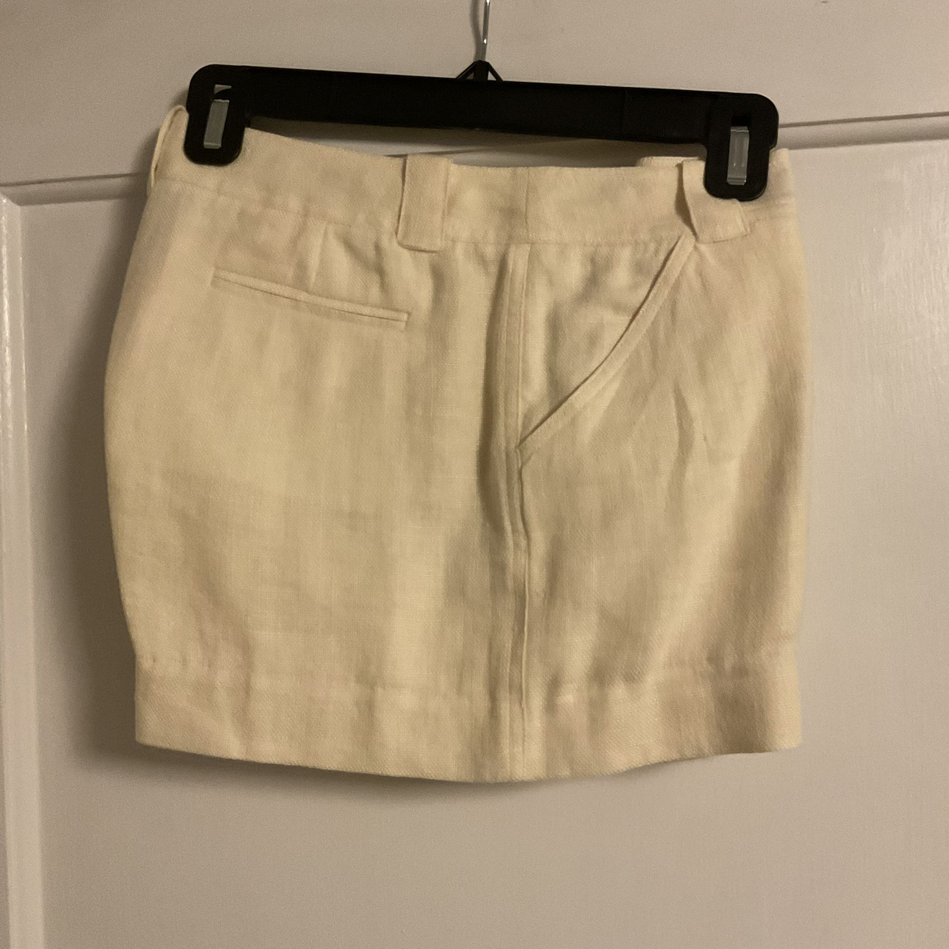 Tory Burch 6 Ivory Cream Yellow Linen Flat Front Preppy Shorts $248
