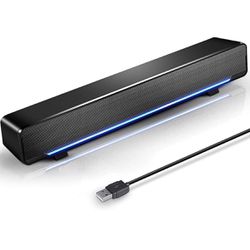 Soundbar Speakers USB Powered Laptop Desktop Monitor Speakers for PC Smartphone Ipad Tablet-Lighting Control-Switch Power On/Off
