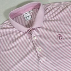 Puma Arnold Palmer Polo Shirt Mens XL Pink White Golf Performance Umbrella Logo