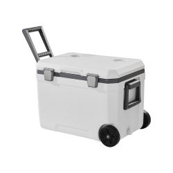 284*Portable Cooler, 45 QT Wheeled Cooler with Ice Retention, Heavy-Duty Handles and Cup Holder, Lightweight Rigid Material Insulated Portable Cooler,