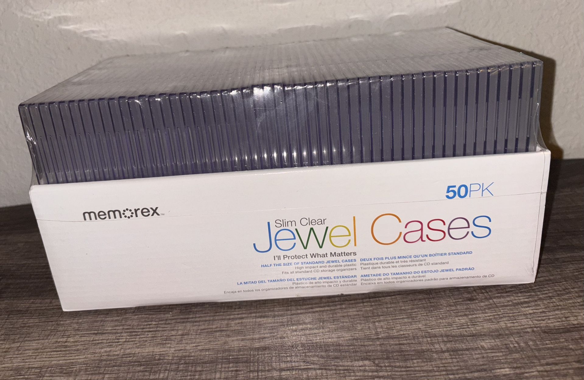 Memorex Slim Clear Jewel CD Cases – 50 Pack (Brand New in Box)