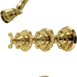 Kingston Brass KB237AX Victorian Triple-Handle Tub and Shower Faucet in Brushed