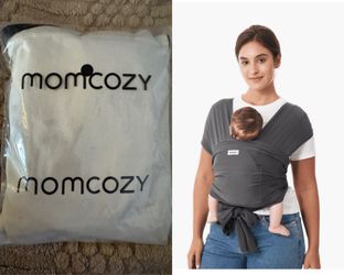 New One (1) Momcozy Baby Wrap Carrier, Adjustable Baby Carriers for Newborn to Toddler 8-35 lbs Gray