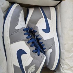 Nike Air Jordan 1's Cement Grey/White/Blue