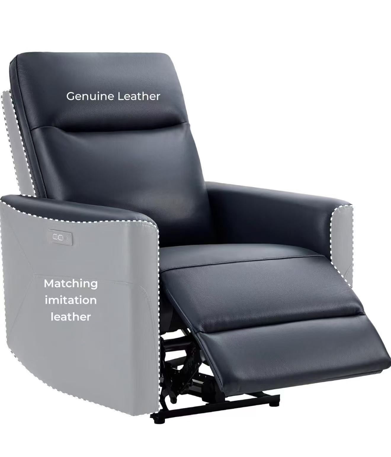 Genuine Leather Power Recliner Chair for Adults, Electric Zero Wall Recliner for Small Spaces, Modern Living Room and RV Recliner Chair with Power Hea