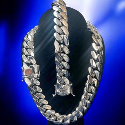 20mm White Gold Plated Silver Miami Cuban Link Chain 