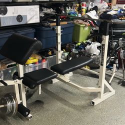 Weight Bench with Bar+Weights