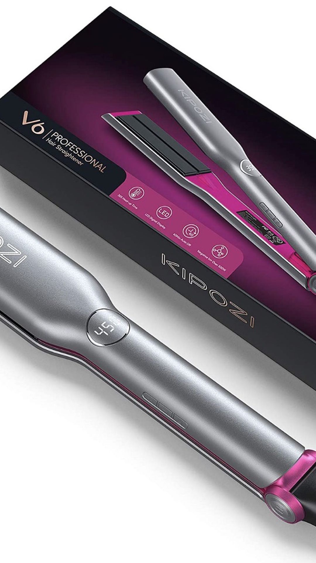 KIPOZI Professional Ionic Hair Straightener, 1.75 Inch Wide Flat Iron with Advanced Ionic Technology, Titanium Flat Iron for Hair Ionic Straightener w
