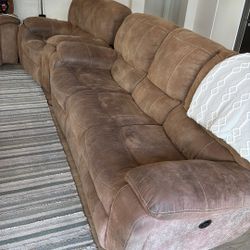 Two Couches With Recliners And A Separate Recliner Chair 