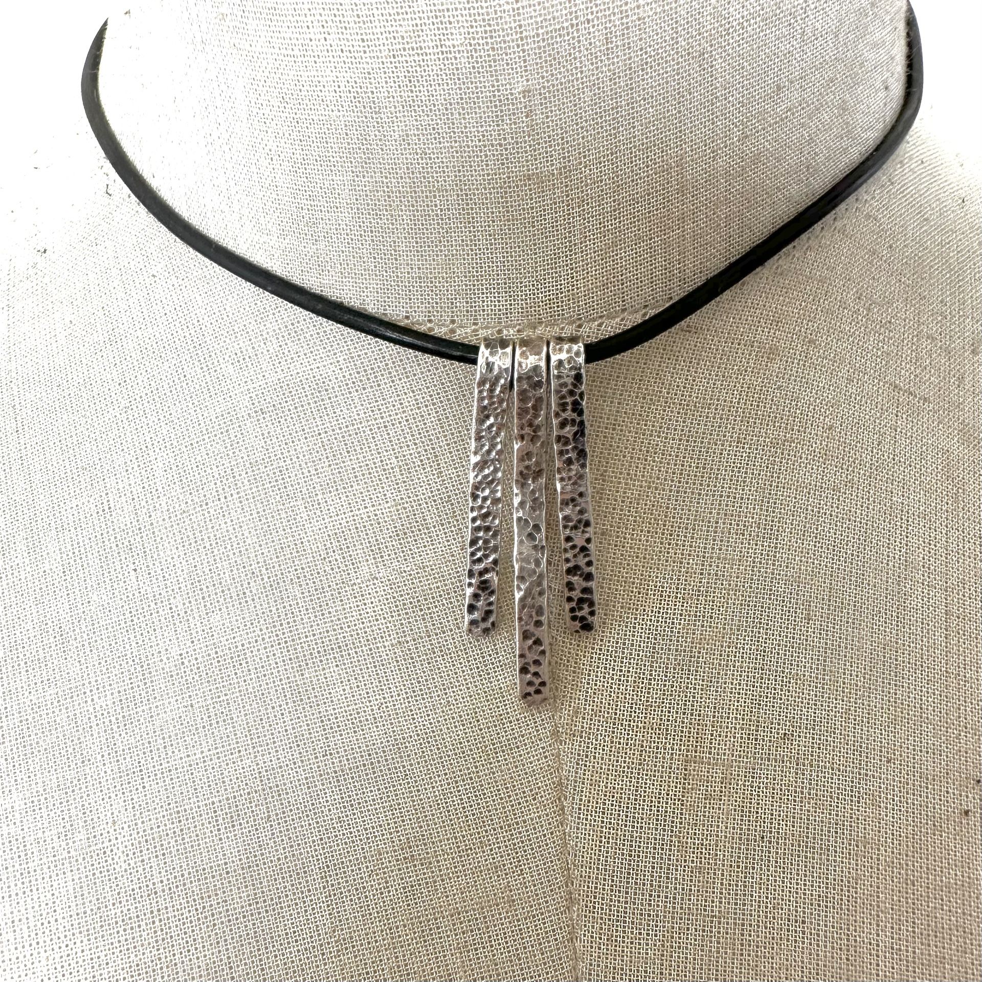 Sterling silver Mark Wasserman MWS Triple bar pendant necklace