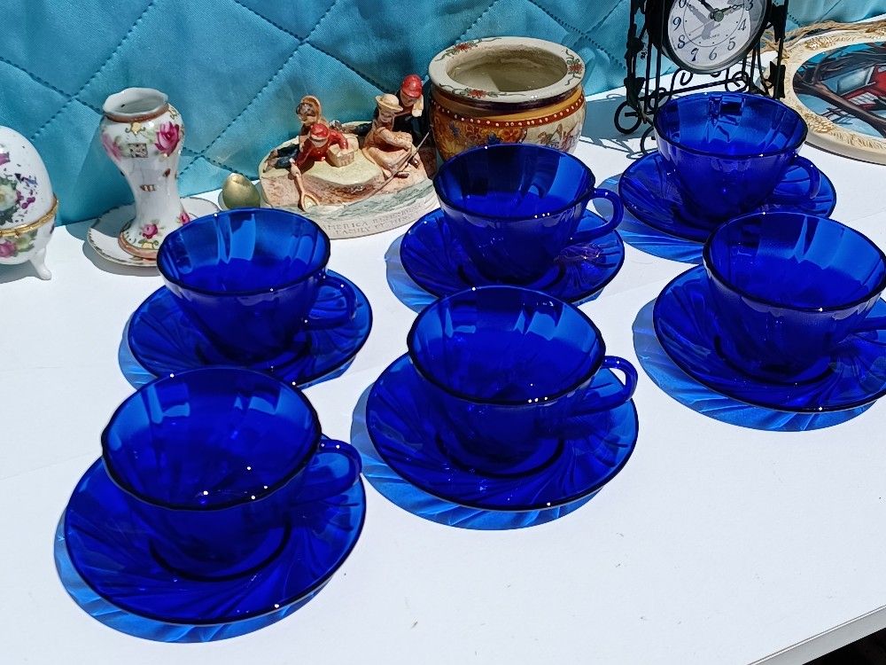 12 Peice Cobalt Blue Tea Set