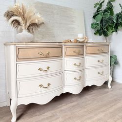 Vintage French Provincial Dresser 9 Drawer Antique White