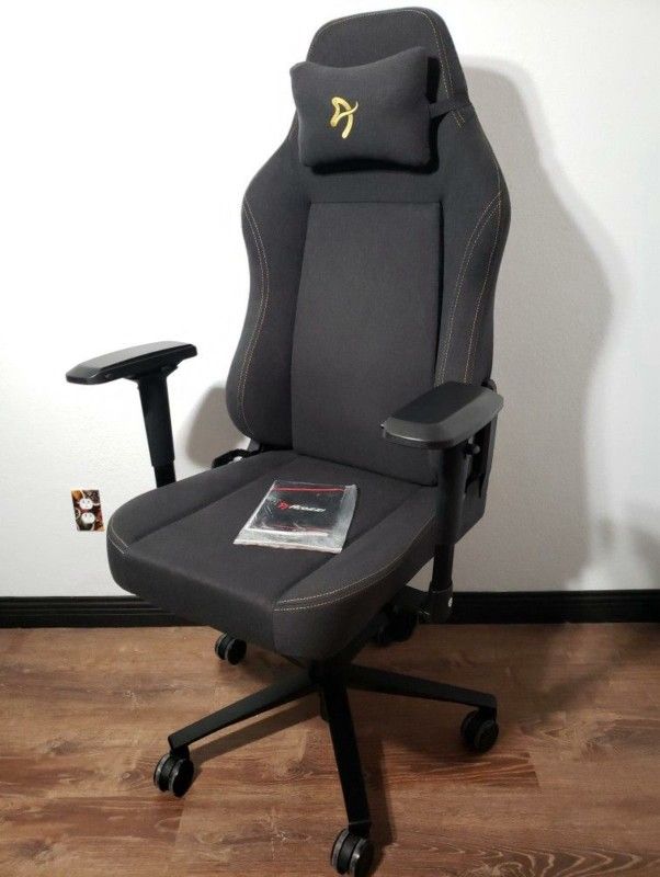 New Arozzi Primo Premium Woven Fabric Racing Style Gaming Chair Office Chair W/ High Backrest Recliner, Swivel, Tilt, Rocker 4D Armrests, Neck Pillow,