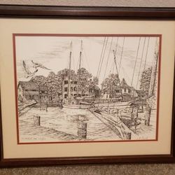 Framed and matted sketch of St Michael's Md 670/850 signed mint condition smoke free pet free kid free home