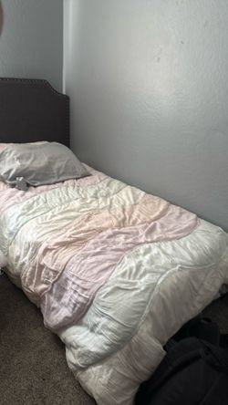 Twin size small bed with mattress and bed frame