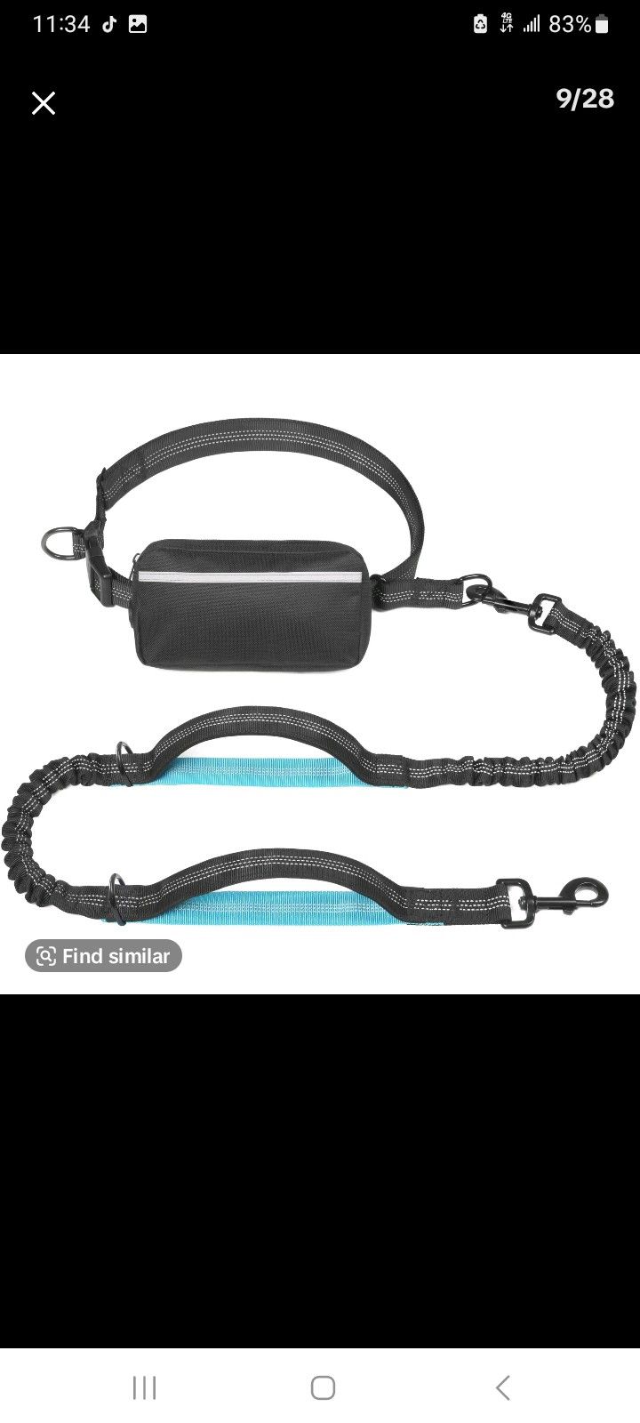 Hands Free Dog Lease With Zipper Pouch Dual Padded Handles