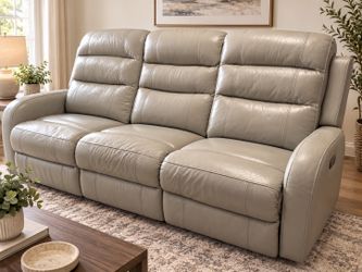 Light Gray 3-Seat Dual Power Reclining Sofa