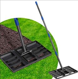 Heavy Duty Lawn Leveling Rake, 17"x10" Lawn Leveler Garden Tool with Smooth Round Edge, 5 FT Lawn Level Rake, Ground Leveling Yard Tool for Garss Soil