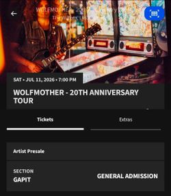 WOLFMOTHER - Live at The Wiltern - Sat 7/11 - 1 GA PIT ticket
