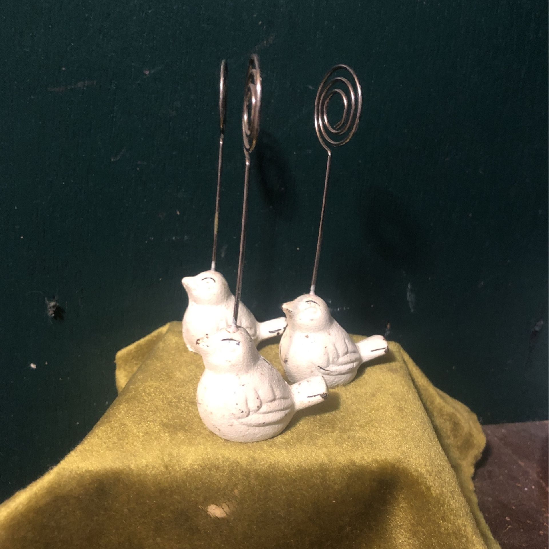 3) Cast Iron Bird Photo Holders