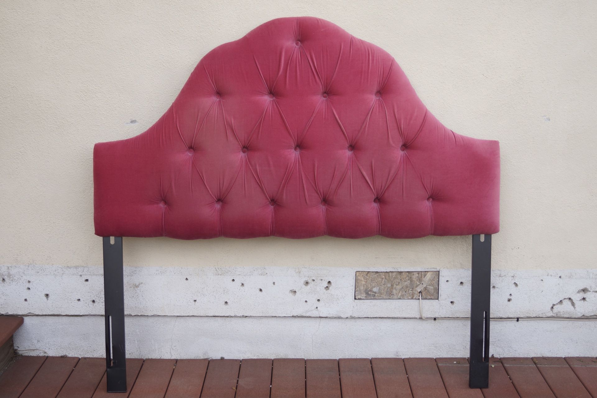 Rose Velvet Tufted Headboard